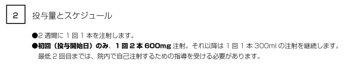 デュクピクセント投与について